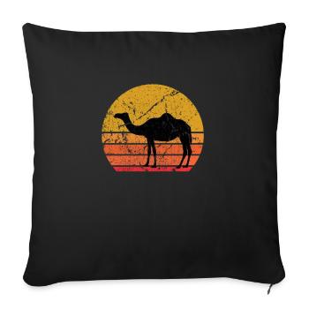 Rétro Soleil Chameau Dromadaire Cadeau - Housse de coussin décorative 45 x 45 cm - noir - Devant