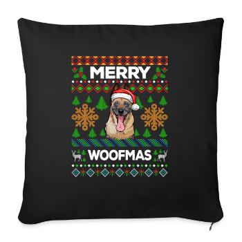 Merry Woofmas Ugly Sweater Malinois - Housse de coussin décorative 45 x 45 cm - noir - Devant