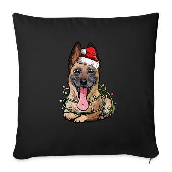Malinois Cadeau de Noël pour chiens - Housse de coussin décorative 45 x 45 cm - noir - Devant