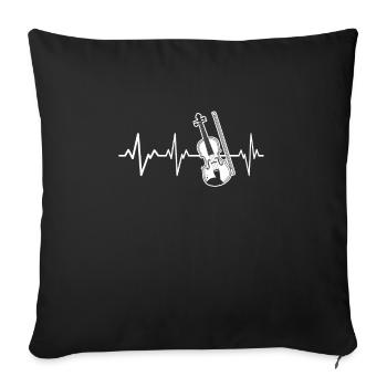Coup de cœur de violon Violon classique Cadeau - Housse de coussin décorative 45 x 45 cm - noir - Devant