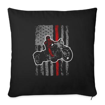 Vintage American Flag Motorcycle Trike Rider - Sofa pillowcase 17,3'' x 17,3'' (45 x 45 cm) - black - Front
