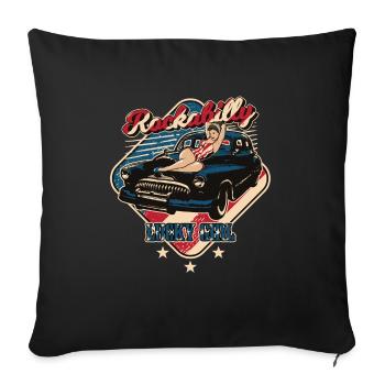 USA Rockabilly Pin-Up Girl Rock Oldtimer Car - Sofa pillowcase 17,3'' x 17,3'' (45 x 45 cm) - black - Front