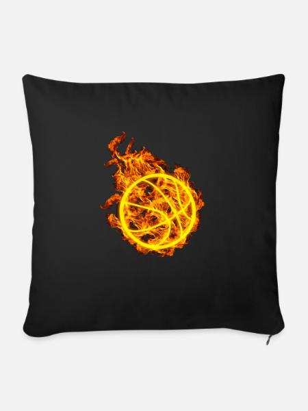 Feuer Basketball - Sofakissenbezug 45 x 45 cm - Schwarz