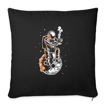 Astronaute Avec Une tasse de café Amant - Housse de coussin décorative 45 x 45 cm - noir - Devant