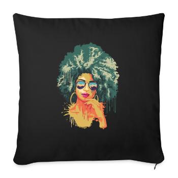 Vintage Retro Art 70's Afro Noir Africain - Housse de coussin décorative 45 x 45 cm - noir - Devant