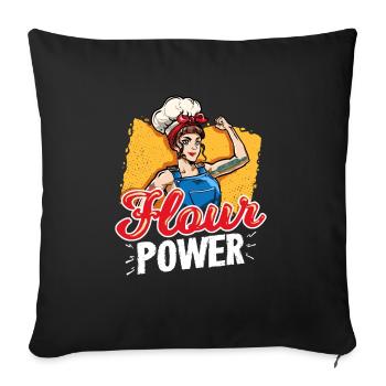 Flour Power Baking Pastry Chef Funny Baker - Sofa pillowcase 17,3'' x 17,3'' (45 x 45 cm) - black - Front
