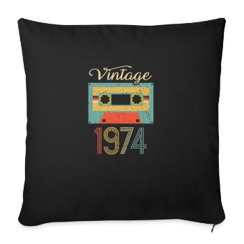 Vintage Cassette 1974 48ème Anniversaire Cadeau - Housse de coussin décorative 45 x 45 cm - noir - Devant