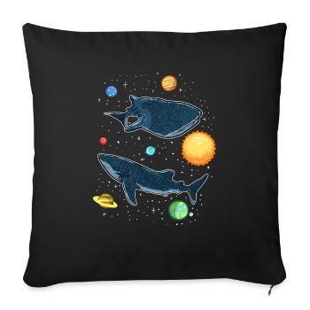 Sharks In The Galaxy Funny Whale Shark Lover - Sofa pillowcase 17,3'' x 17,3'' (45 x 45 cm) - black - Front