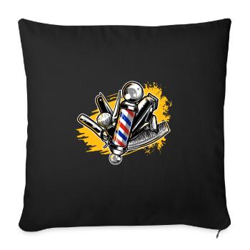 Accessoires de coiffeur Barber Barbershop Coupe de cheveux - Housse de coussin décorative 45 x 45 cm - noir - Devant