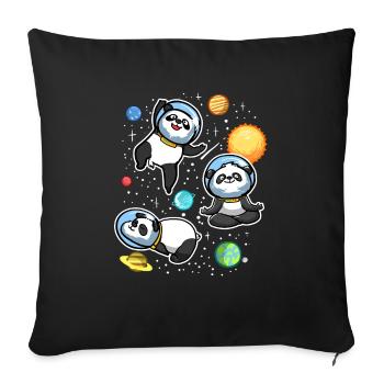 Univers des astronautes de Space Panda - Housse de coussin décorative 45 x 45 cm - noir - Devant
