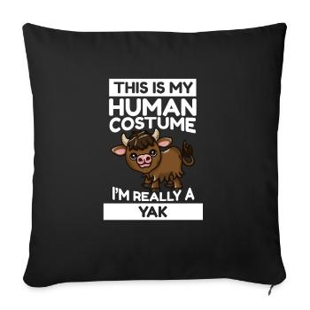 Ochse C’est mon costume humain, je suis vraiment un yak - Housse de coussin décorative 45 x 45 cm - noir - Devant