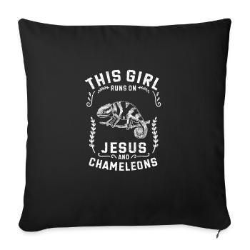 Reptiles This Girl Runs On Jesus And Chameleons - Sofa pillowcase 17,3'' x 17,3'' (45 x 45 cm) - black - Front