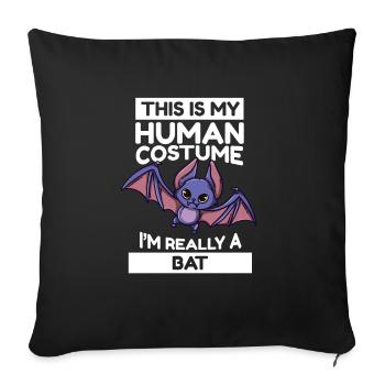Fledermaus C’est mon costume humain je suis vraiment chauve-souris - Housse de coussin décorative 45 x 45 cm - noir - Devant