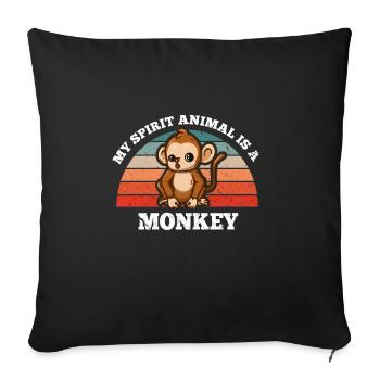 Singes Singes Mon Animal Spirituel Est Un Singe - Housse de coussin décorative 45 x 45 cm - noir - Devant