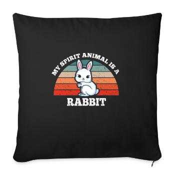 Hase Kaninchen Mon animal spirituel est un lapin - Housse de coussin décorative 45 x 45 cm - noir - Devant