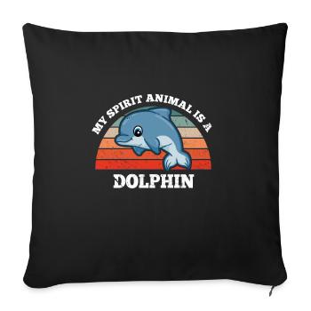 Dauphins Baleines Béluga Mon Animal Est Un Dauphin - Housse de coussin décorative 45 x 45 cm - noir - Devant