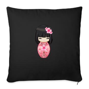 Japon Cherry Blossom Geisha Japonais Tokyo Kawaii - Housse de coussin décorative 45 x 45 cm - noir - Devant