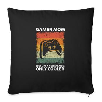 Maman joueuse vintage comme une mère normale gaming - Housse de coussin décorative 45 x 45 cm - noir - Devant