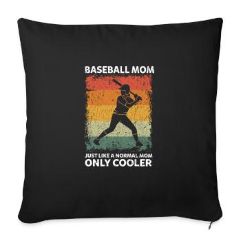 Maman de baseball comme une maman normale seulement plus cool - Housse de coussin décorative 45 x 45 cm - noir - Devant