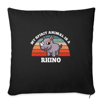 Rhinocéros Pachydermes Mon animal spirituel est un rhinocéros - Housse de coussin décorative 45 x 45 cm - noir - Devant