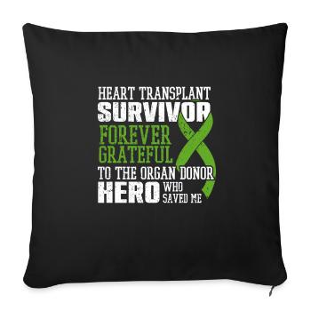 Transplant Survivor Organ Surgery Heart Recipient - Sofa pillowcase 17,3'' x 17,3'' (45 x 45 cm) - black - Front