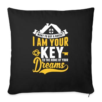 Vente de maison Vendeur Agent Immobilier Courtier - Housse de coussin décorative 45 x 45 cm - noir - Devant