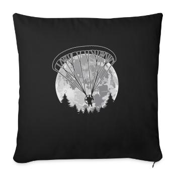 Parapente de parachutisme de pleine lune - Housse de coussin décorative 45 x 45 cm - noir - Devant