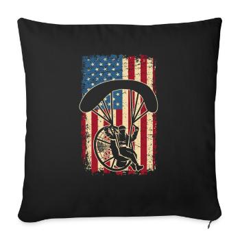 Drapeau de l’Amérique Patriot Parachutiste USA - Housse de coussin décorative 45 x 45 cm - noir - Devant