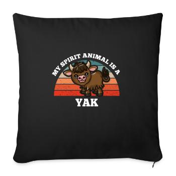 Bœuf Vache Éleveur Bovin Mon animal spirituel est un yak - Housse de coussin décorative 45 x 45 cm - noir - Devant