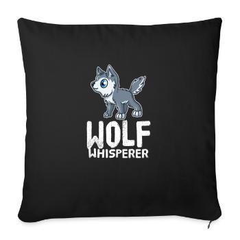 Wolf Wölfe Lustiger Sprüche Vollmond Wolfliebhaber - Sofakissenbezug 45 x 45 cm - Schwarz - Vorne