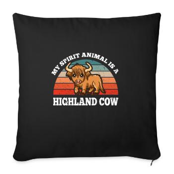 Vaches de bœuf Yak Mon animal spirituel est une vache des Highlands - Housse de coussin décorative 45 x 45 cm - noir - Devant