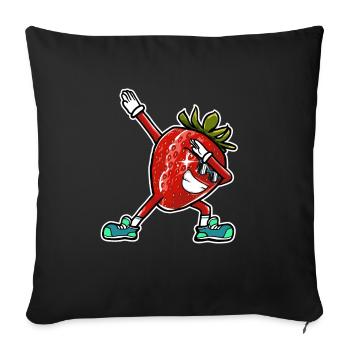 Dabbing Strawberry Dab Dancing Berry Strawbery - Sofa pillowcase 17,3'' x 17,3'' (45 x 45 cm) - black - Front