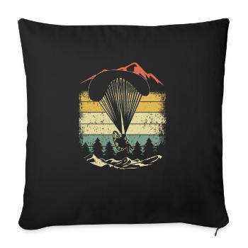 Paragleieter Rétro Paraglider Parachute Parachute - Housse de coussin décorative 45 x 45 cm - noir - Devant
