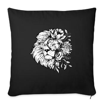 Floral Lion Flowers Wildlife Lion Head - Sofa pillowcase 17,3'' x 17,3'' (45 x 45 cm) - black - Front