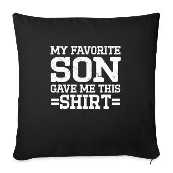 Mama Papa Cadeau Fils Préféré Enfants Ironie - Housse de coussin décorative 45 x 45 cm - noir - Devant