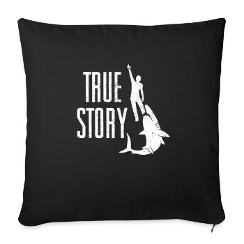 True Story Shark Eating Leg Amputee Amputation - Sofa pillowcase 17,3'' x 17,3'' (45 x 45 cm) - black - Front