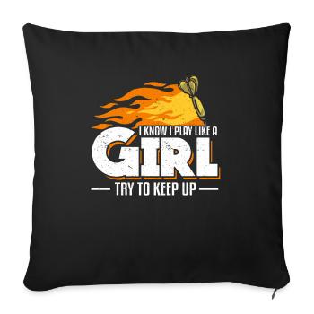 Je sais que je joue comme une fille essayez de garder les fléchettes - Housse de coussin décorative 45 x 45 cm - noir - Devant