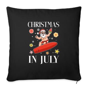 Xmas In July Funny Santa Surfing Summer Surfer - Sofa pillowcase 17,3'' x 17,3'' (45 x 45 cm) - black - Front