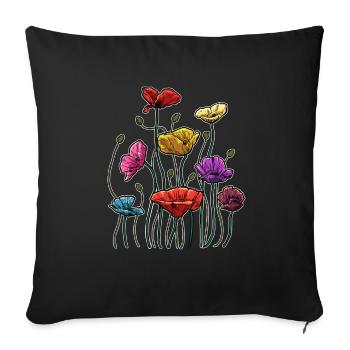 Jardinier Amateur de fleurs Fleuriste Bouquet de coquelicot - Housse de coussin décorative 45 x 45 cm - noir - Devant