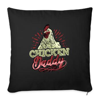 Poulet Papa Poulet Chuchoteur Agriculteur - Housse de coussin décorative 45 x 45 cm - noir - Devant