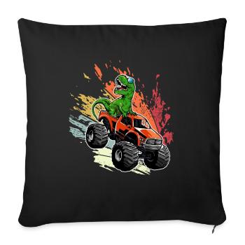 Monster Truck T-Rex Dinosaure Monster Truck Voiture - Housse de coussin décorative 45 x 45 cm - noir - Devant