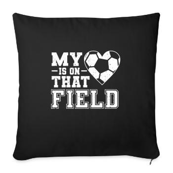 Mon cœur est sur ce terrain de football Mama Papa - Housse de coussin décorative 45 x 45 cm - noir - Devant