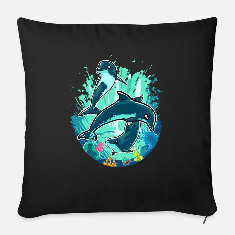 Save The Ocean Meeresschutz Biologie Ozean Delphin - Sofakissenbezug 45 x 45 cm - Schwarz