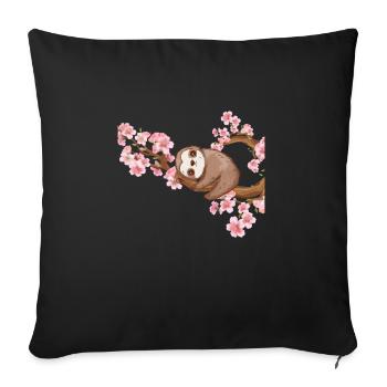 Paresseux Cerisier En fleurs Japon Amoureux Cerisier - Housse de coussin décorative 45 x 45 cm - noir - Devant