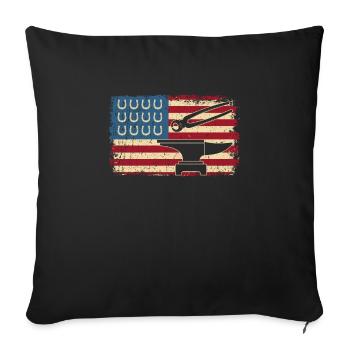 Drapeau des États-Unis Patriot America Farrier - Housse de coussin décorative 45 x 45 cm - noir - Devant