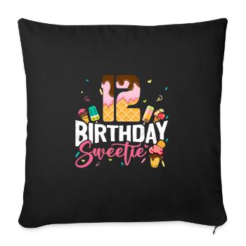 12 ans Joyeux anniversaire Amateurs de crème glacée - Housse de coussin décorative 45 x 45 cm - noir - Devant