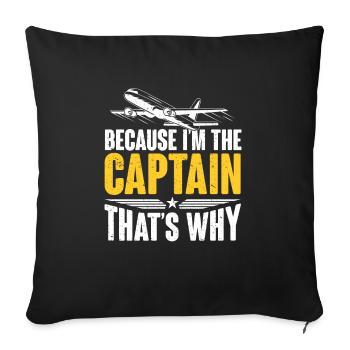 Pilote d’aéronef d’aviation Aviateur Pilote Capitaine - Housse de coussin décorative 45 x 45 cm - noir - Devant