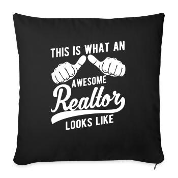 Immobilienmakler Makler Maklerin Haus Verkäufer - Sofakissenbezug 45 x 45 cm - Schwarz - Vorne