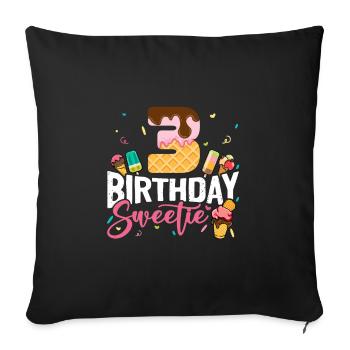 Cute 3rd Birthday Ice Cream 3 Year Old Birthday - Sofa pillowcase 17,3'' x 17,3'' (45 x 45 cm) - black - Front