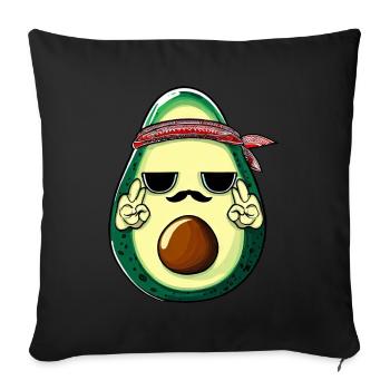 Hippie Avocado mit Bart - Sofakissenbezug 45 x 45 cm - Schwarz - Vorne